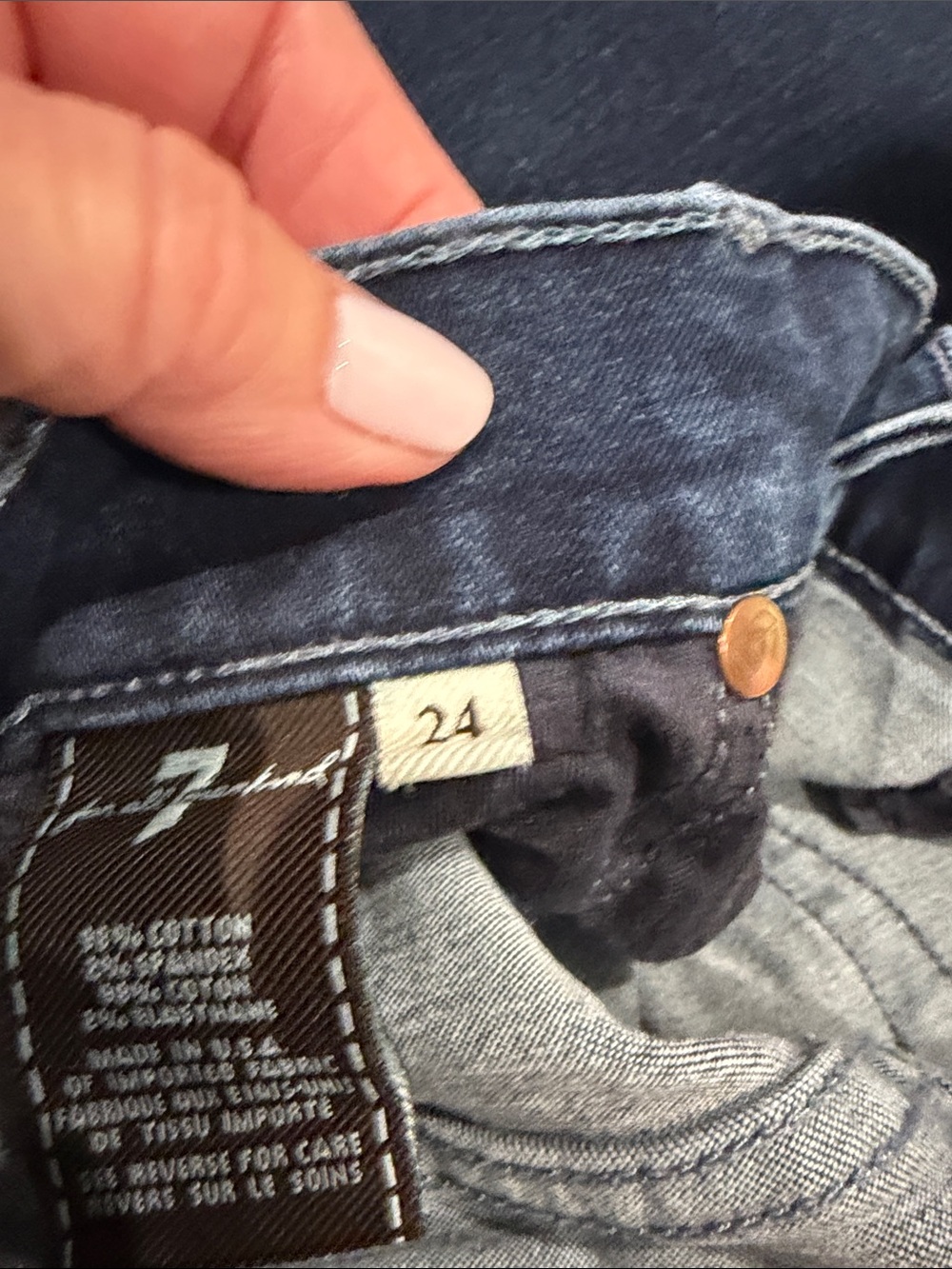7 For All Mankind The Skinny Bootcut Jeans - Dark Blue Stretch - Size 24 - Picture 5 of 8